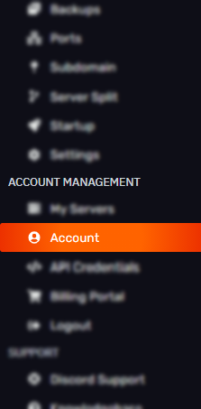 DuckPanel account tab sidebar