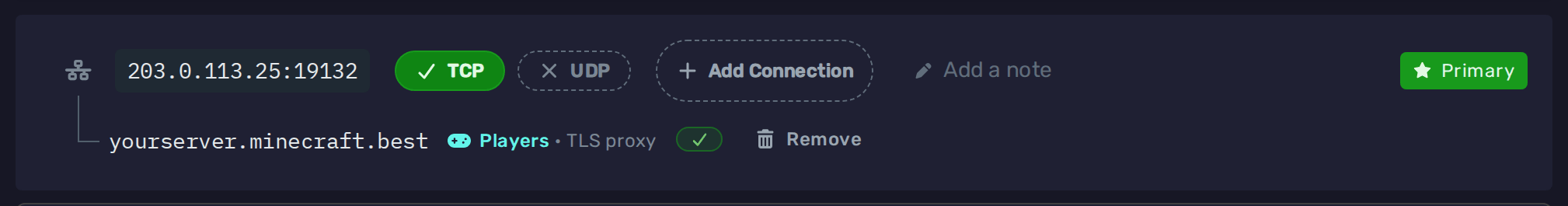Signaling port with a free subdomain through the TLS proxy