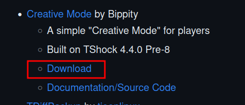 GitHub list showing a download link
