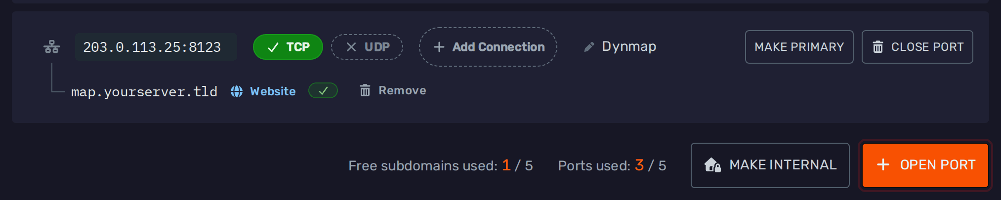 Open Port button highlighted