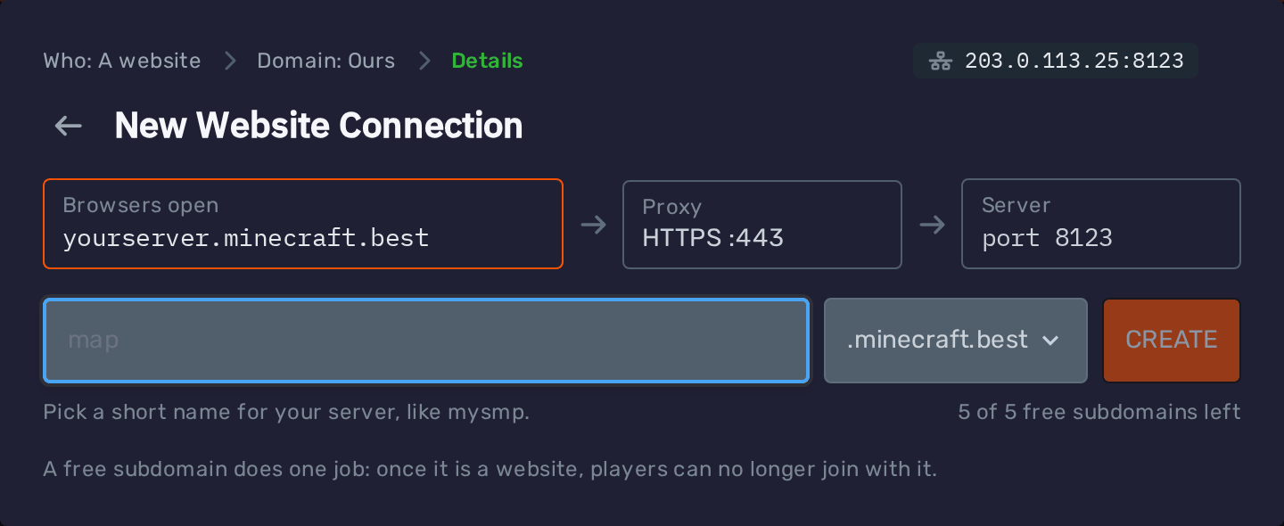 Free subdomain for a website