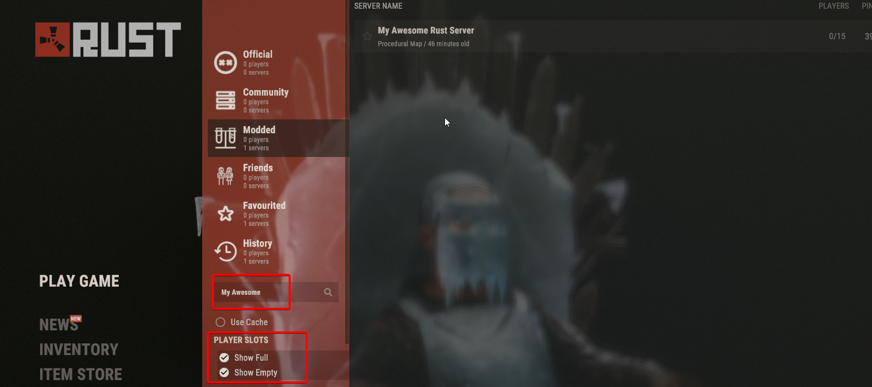 Public server list with the name filter
